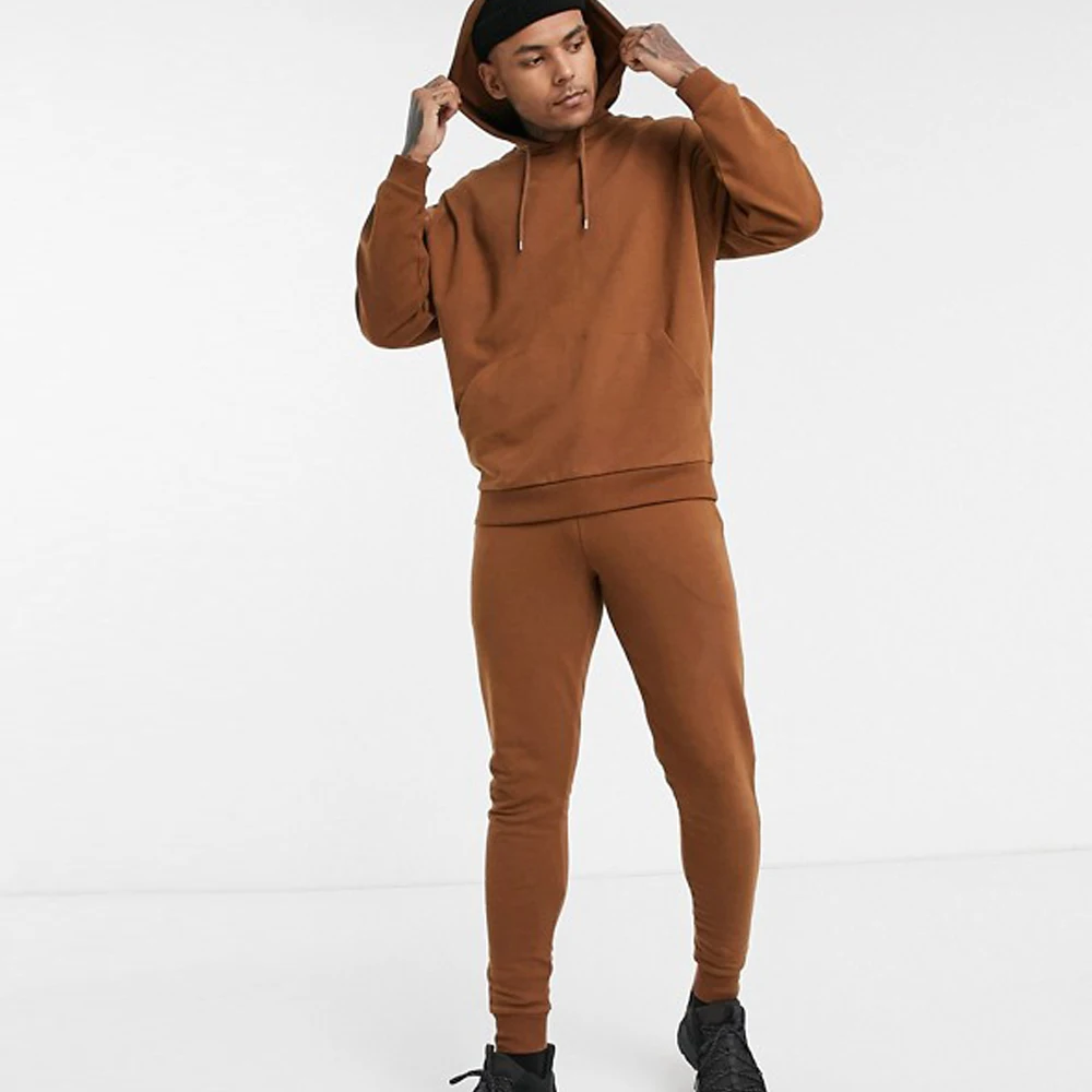 Wholesale Winter Custom logo Jogging Suits Plain Solid Color Hoodie Men