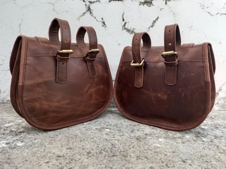 Унисекс коричневая большая спортивная сумка из буйволовой кожи под заказ стиль спортивные сумки 2 боковые мотоциклетные седельные для путешествий