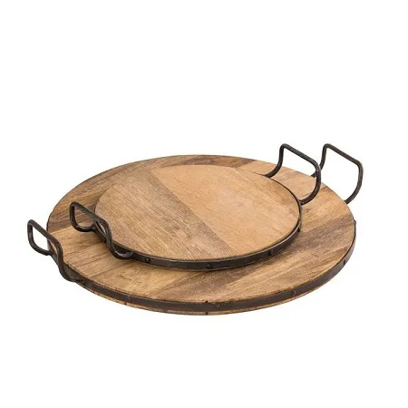 Iron and Wooden Tea Coffee Serving Tray With Finest Quality Round Shape Chocolates at Lowest Price
