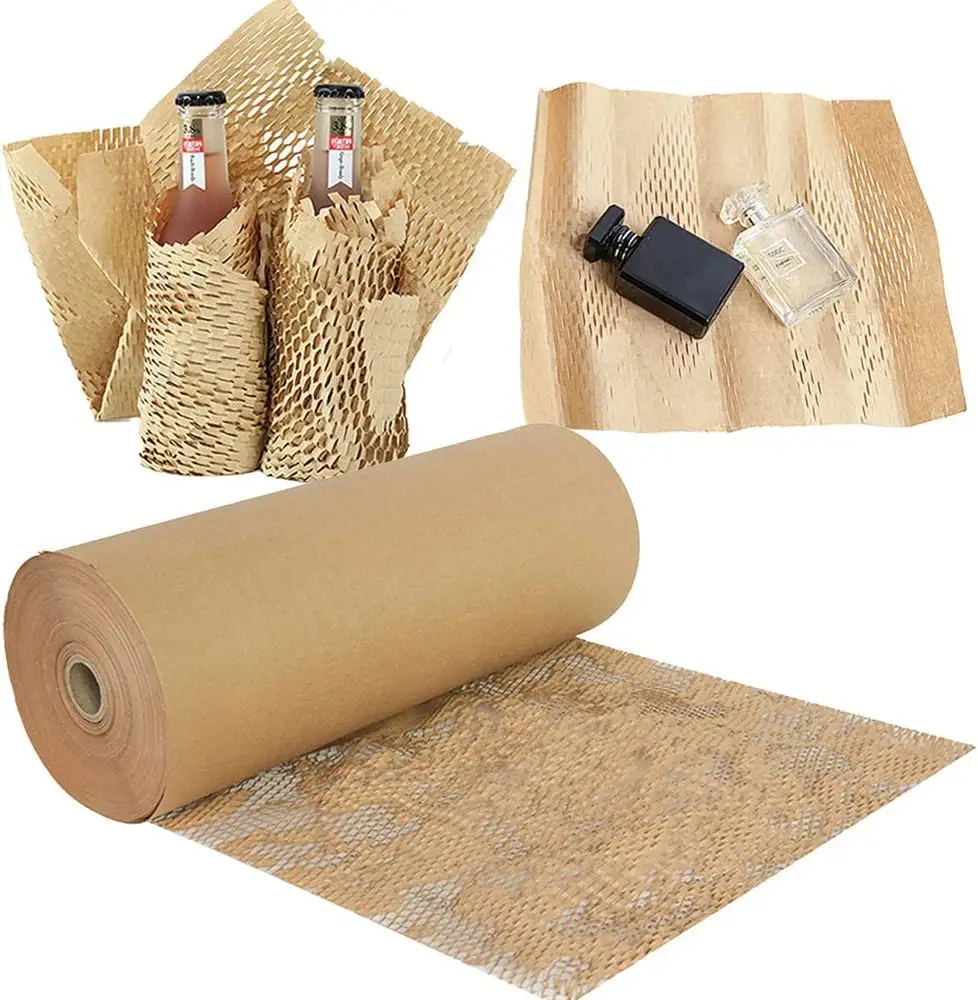 Wood Pulp Brown Honeycomb paper wrap roll For Packaging