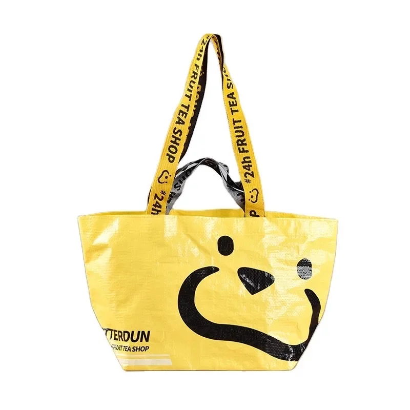 Durable Material Large Capacity Embroidered Handles PP Woven Boat Shape Bag With Waterproof Lamination Small Size