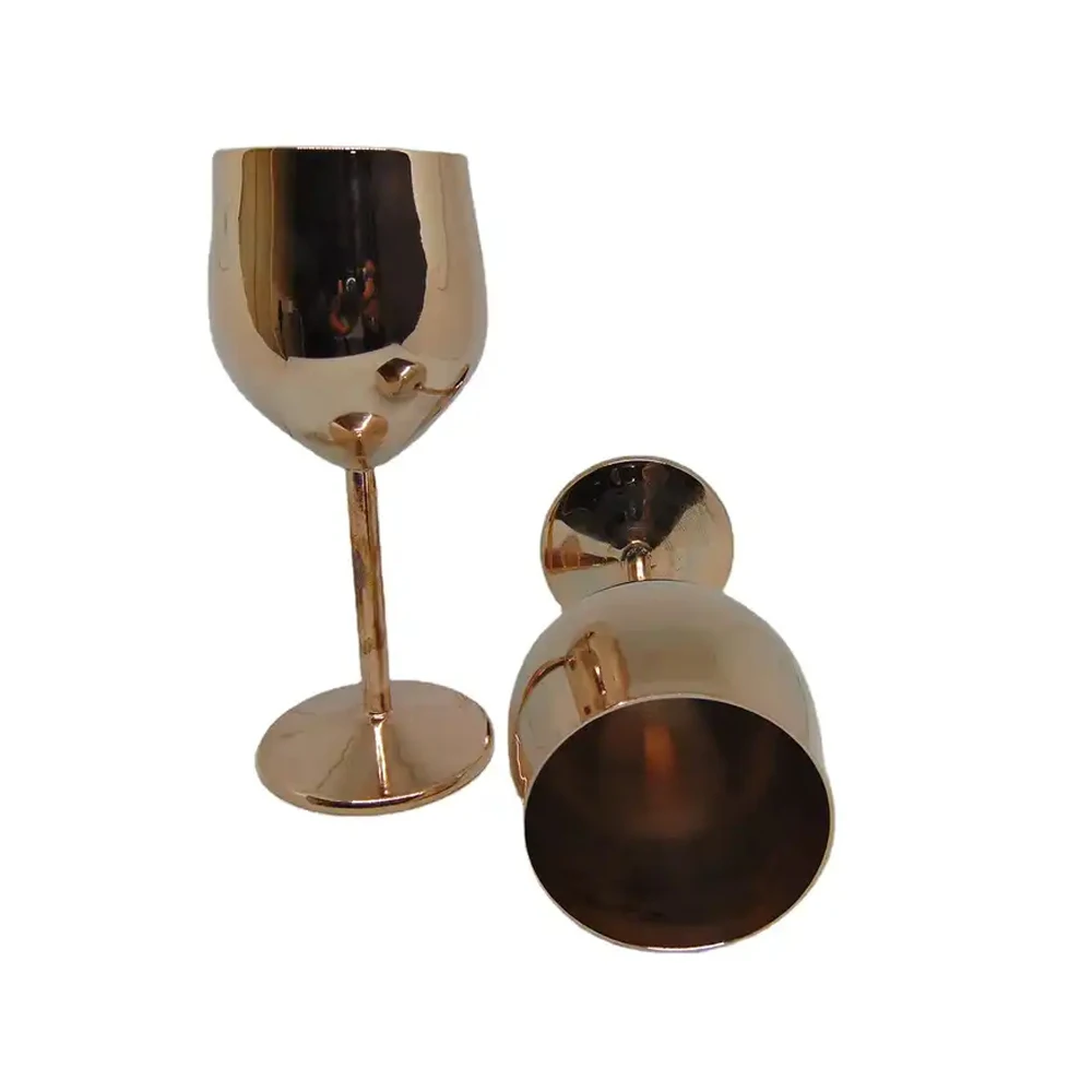 High Quality Best Selling Stainless Steel Goblet Copper Plated Stemmed Wine Glass Available At Low Price
