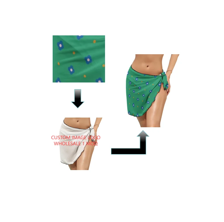 Женский короткий прозрачный пляжный купальник в горошек