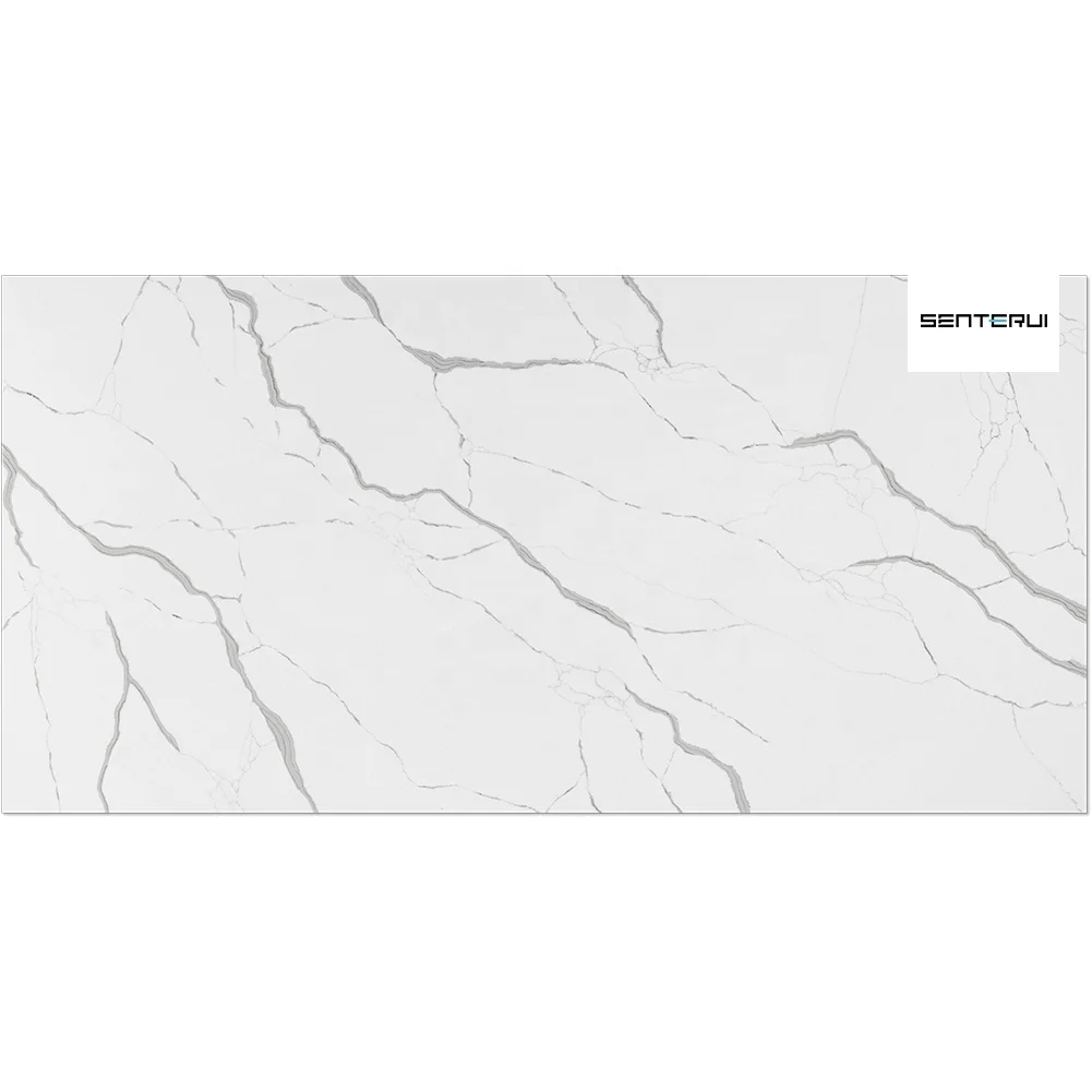 Centurymosaic Wholesale 20mm White Calacatta Big Quartz Stone Slab for Bathroom Countertops And Background