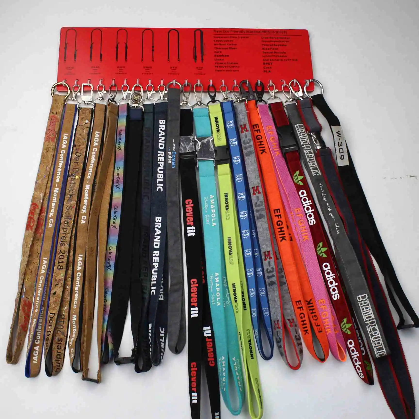 Customized Premium Woven Jacquard Embroidered Keychain, Lu Silver Hooks Wrist Straps Lanyards/