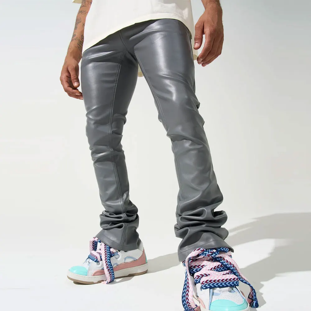New Arrival Online Sale Men Stacked Leather Pants Best Quality High Selling Trendy Men Stacked Leather Pants