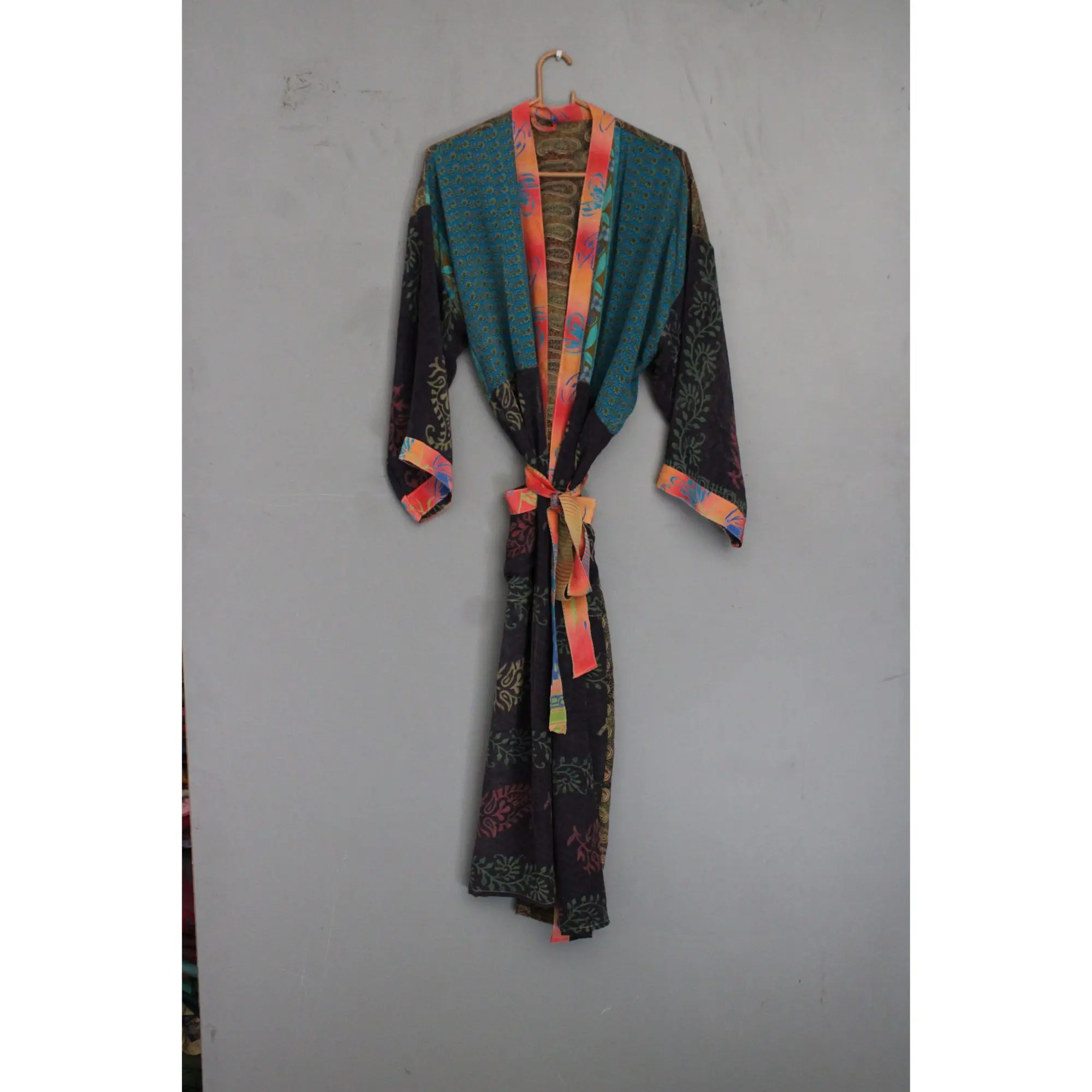 Printed Luxury Silk House Robe Unisex Kimono Boho Kimono For Woman Silk Beach Dress