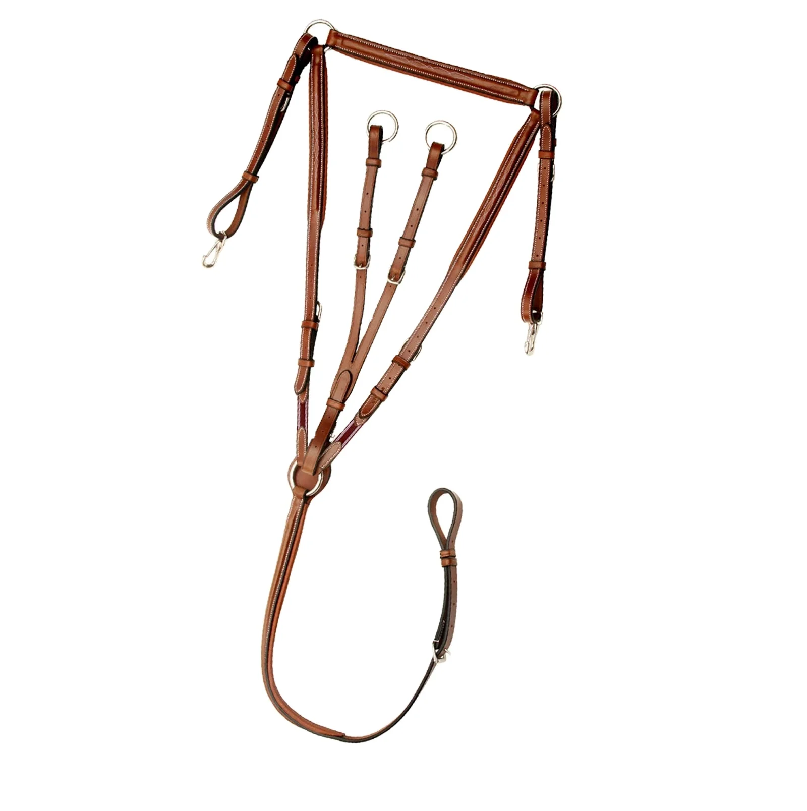 Leather Horse Breastplate Pro Series Leaf Shape Leather Horse Breastplate with Navy Blue Colored Elastic