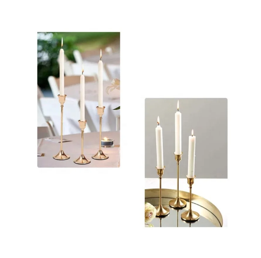 Classic Metal Tabletop Candlestick Handmade Taper Candle Holder for Wedding Bar Party and Home Decor