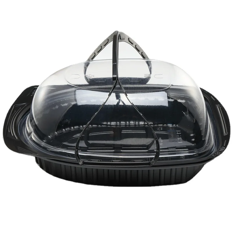 Portable Disposable Rectangular Turkey Roast Chicken Roast Duck Boxes Carrier Food Containers Fruit Packaging Box