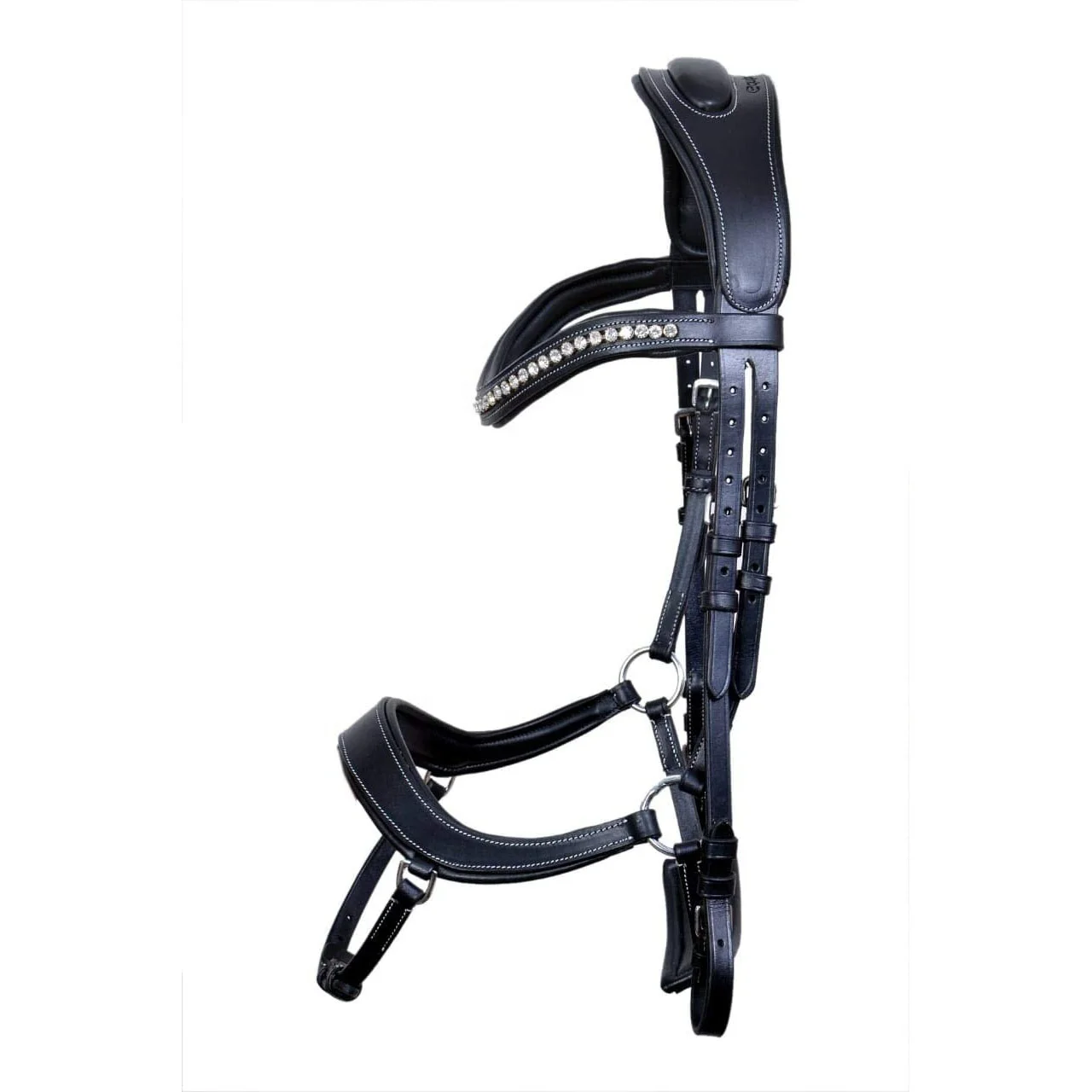 Equestrian Horse Leather Horse Bridle Anatomical Shape Mono Crown Softy Padded Comfort Easy Use Fancy Horse Show Hackamore