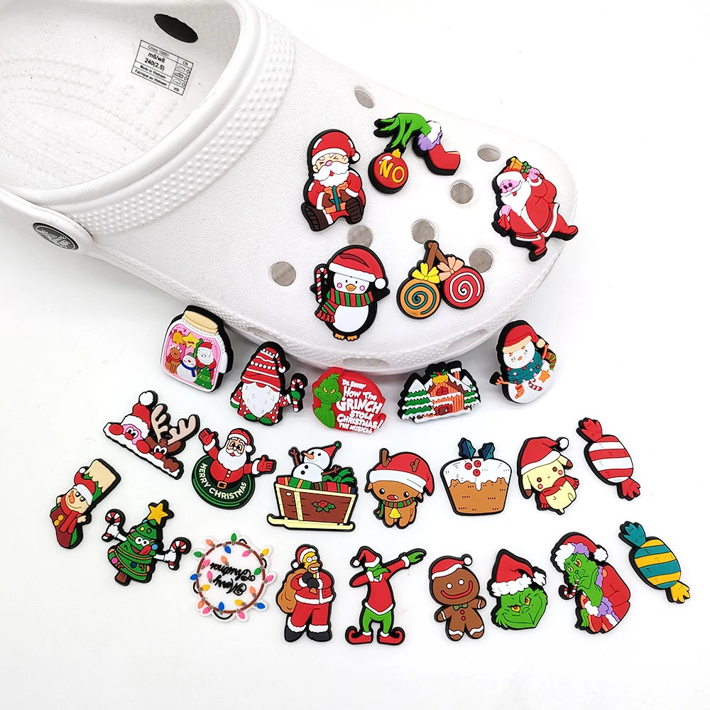 New Arrival Luxury Kids Christmas Designer Grinch Croc Shoes Charms Set for Party Shoe Decoration Wholesale Bulk Gifts