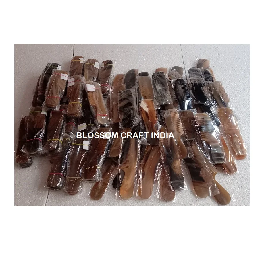Best Quality Handmade Cow / Ox Horn Natural Comb for Hair & Beard Buffalo Hair comb from India