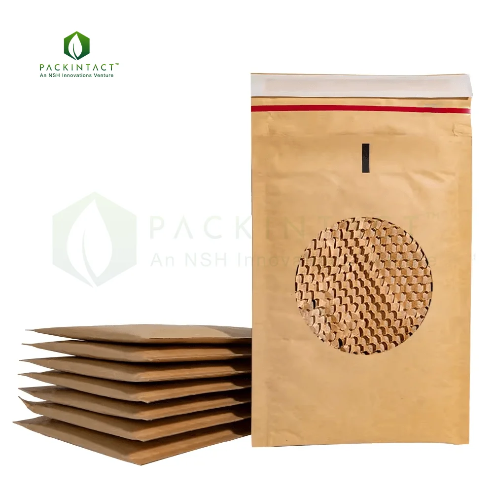 Biodegradable Eco Double Layered Padded Envelope Brown Honeycomb  Kraft Paper Bubble Shipping Mailer Bags