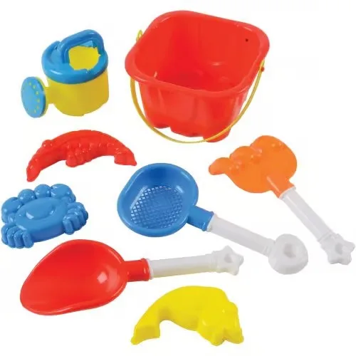 High Quality Plastic Sand Castle Bucket Set/8 Pieces | Sand Play for Children