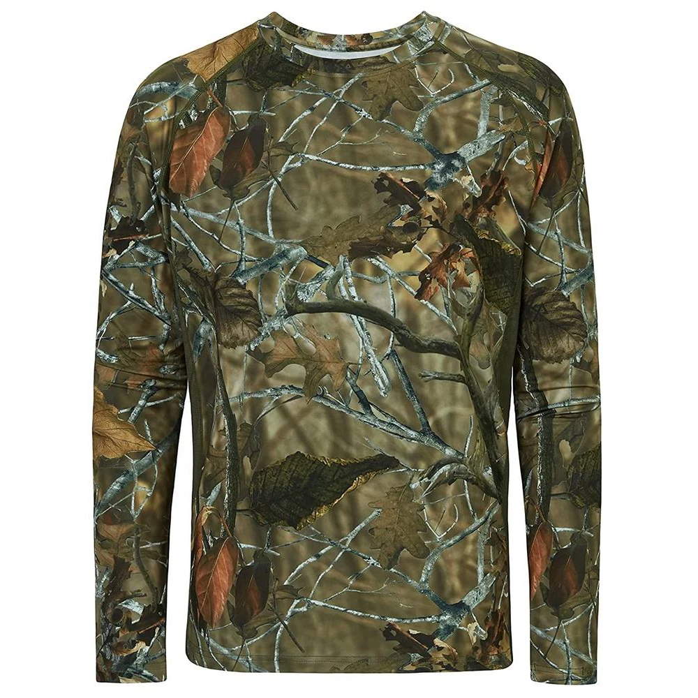 Wholesale Customized Long Sleeve Fishing Shirt Multicam Camo 1/4 Hood Zipper Hunting Fishing Shirt Upf 50