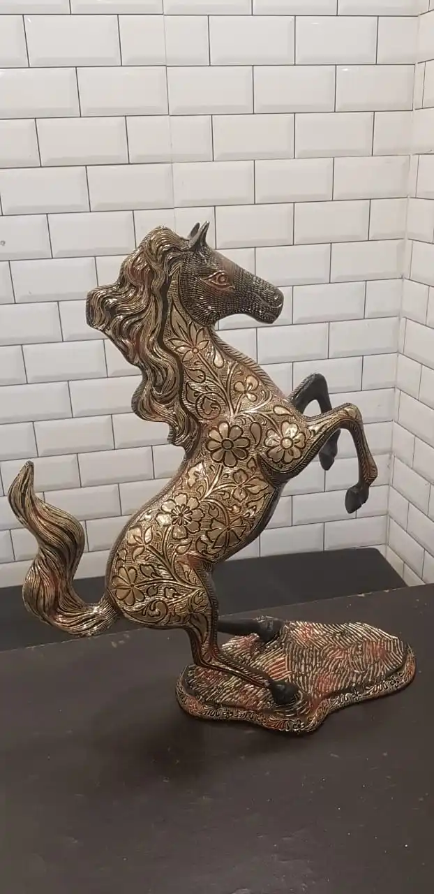 Wholesale Brass Animal Elephant Pair Ornament Handmade Garden Decoration Colourful Metal Art Gold Finishing Sculpture Animal