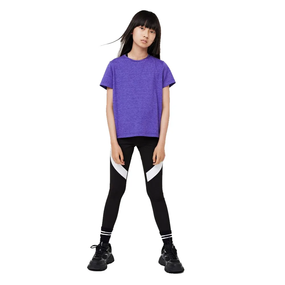 Latest Design Girls Black Stretchable Fitness Leggings Kids Activewear For Sale Girls Fitness Wear Sets In Low Rates