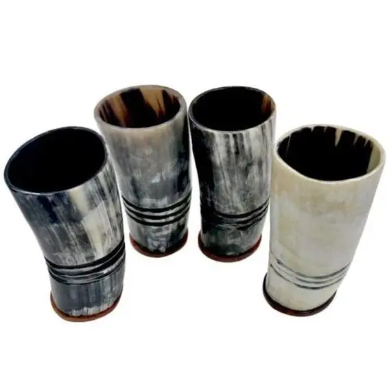 Natural buffalo horn glass for steel stand for  party ware use Liquor Clear Glass Cup Whisky Beer for low price with sale