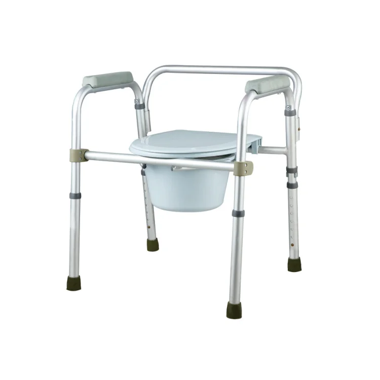 Factory price human folding potty chair handicap Aluminum Collapsible Commode Toilet Chair