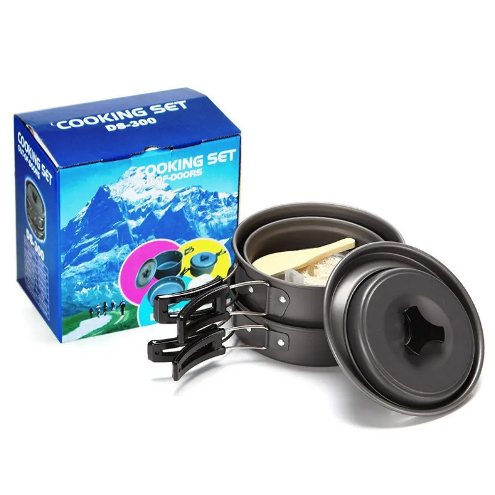 HUAJU INDUSTRIAL Aluminium Alloy Camping Pot Set Hiking Backpacking 2-3 People Cookware Outdoor Camping Cooking Cookware Set