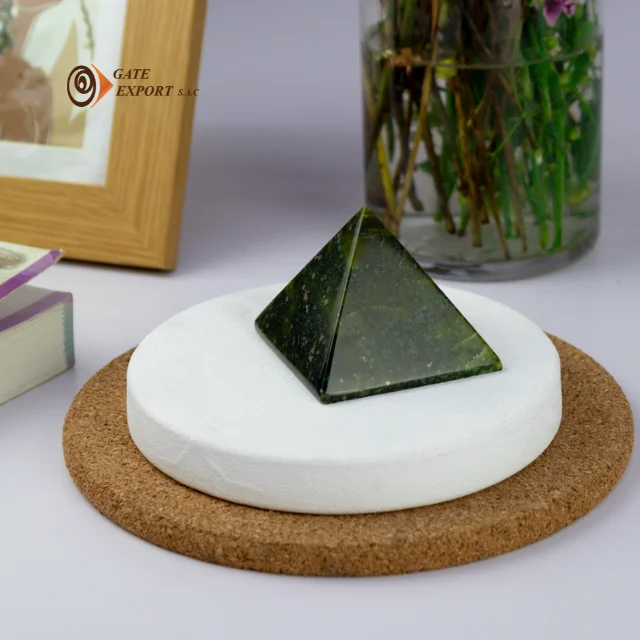 BEST TUMBLED NEPHRITE STONE PYRAMID SHAPE/HANDMADE/ARTISAN/CRAFT/STONE CRAFT/HANDICRAFT/TEMPLE/HAPPINESS/PURITY/SERENITY