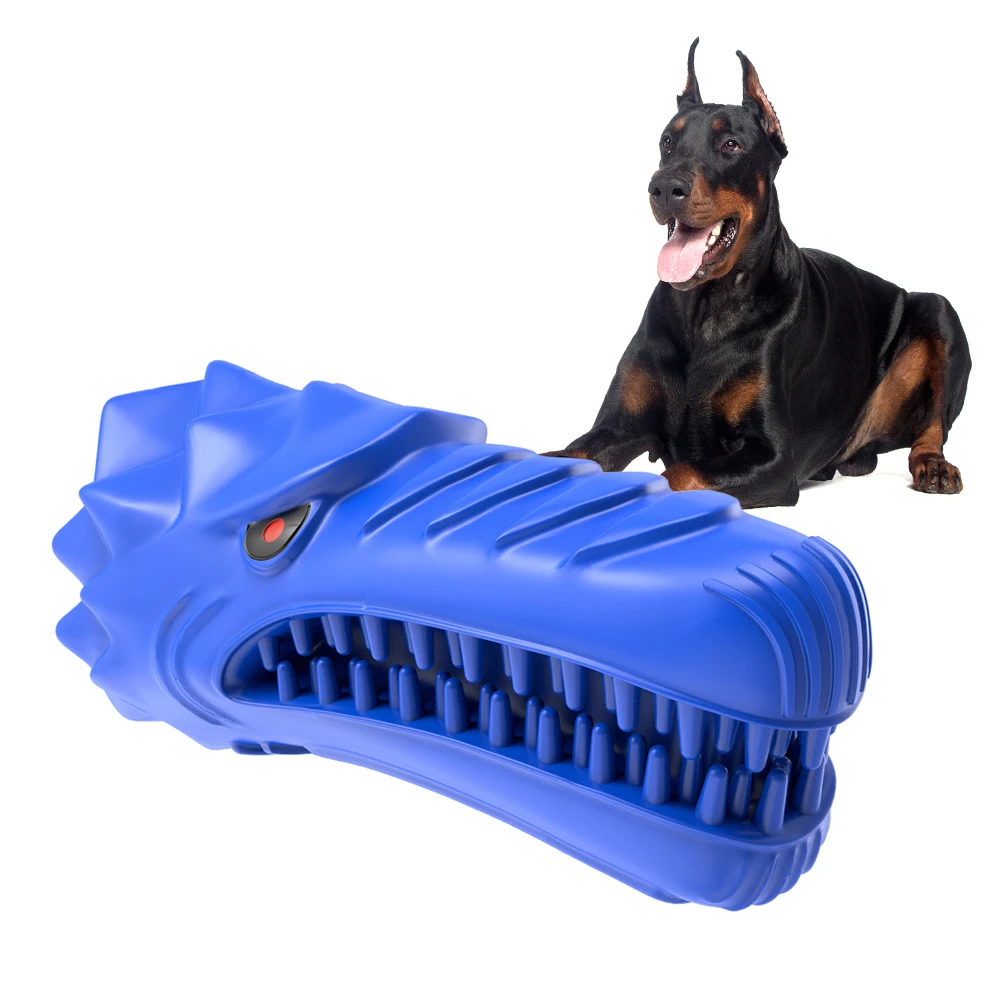 Original Factory Wholesale Wolf Cleaning Teeth Durable Dog Squeaky Toy Indestructible Rubble Dog Pet Chew Toy