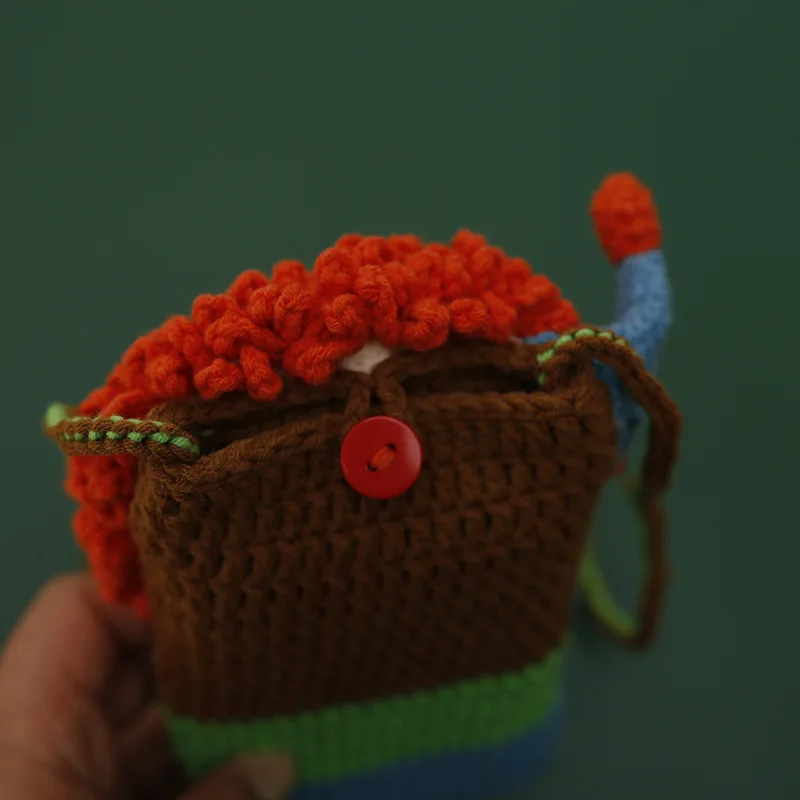 Crochet Clown Phone Case Shoulder Bag Crochet Woven Handbag Hand Knitted Animal Phone Holder Bag Purse Handbag for Sale