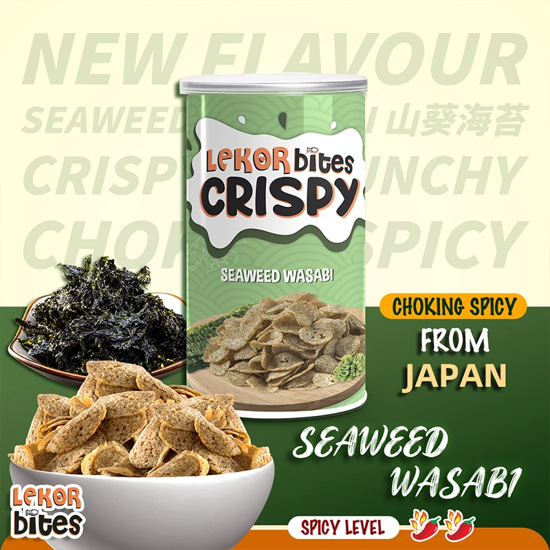 Best Selling Malaysia Tasty 200gram Lekor Bites Crispy with Seaweed Wasabi Flavor Healthy Seafood Snacks