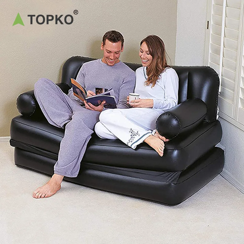TOPKO High Quality Multifunctional Folding Inflatable Sofa for Outdoor Camping Portable Air Sofa Bed Two Seater