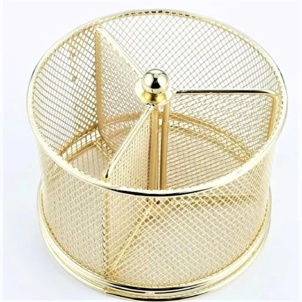 2022 Cheap Metal Grid Mesh round Pen Holder for Office Storage Supplies