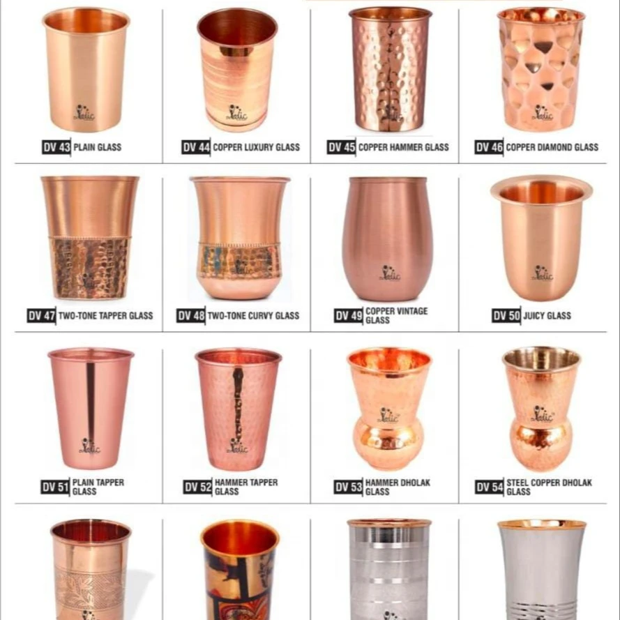 PURE COPPER HANDMADE AYURVEDIC Straight Copper Shot cup Glass 2 Oz