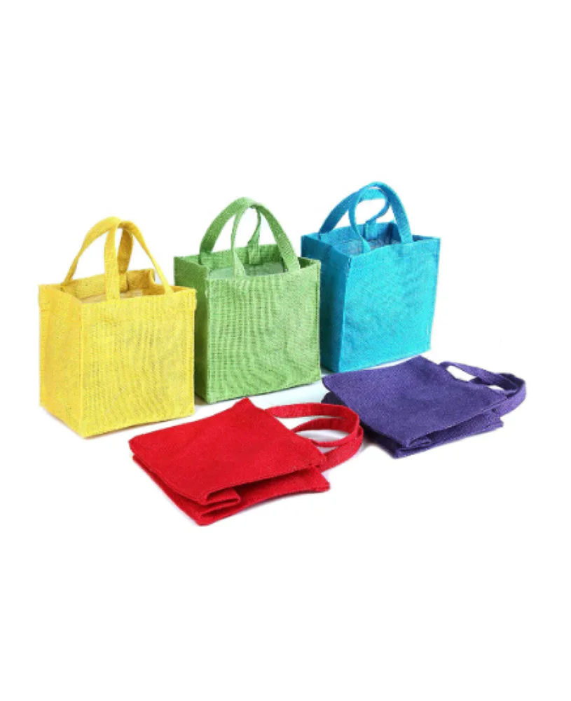 Blank Reusable Grocery Burlap Jute Gift Shopping Tote Bags Waterproof Inside high quality jute bag with white Cotton Handle