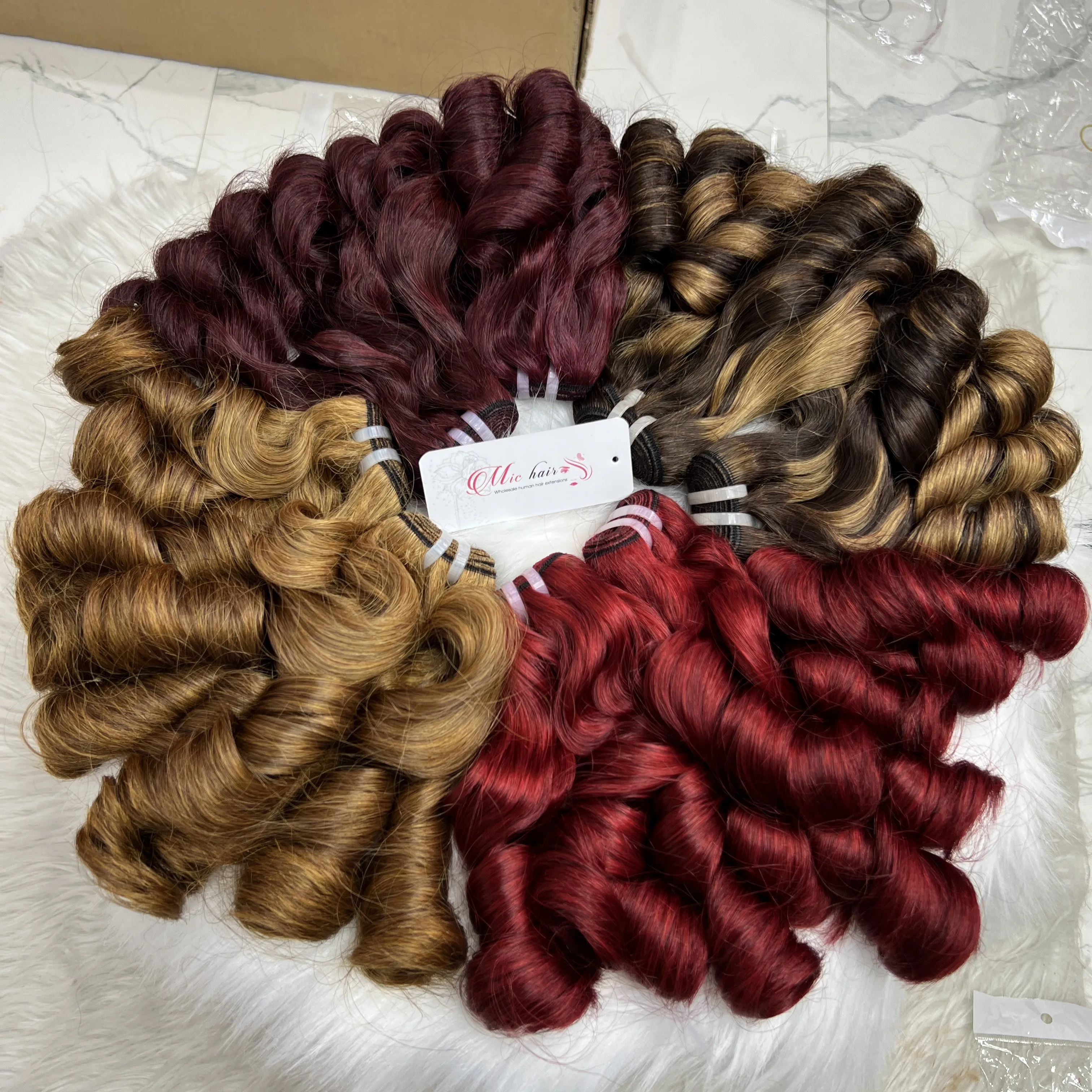 High Quality Short Bouncy Curly Hair Weave Multicolor Vietnamese Human Hair Extensions Vendor