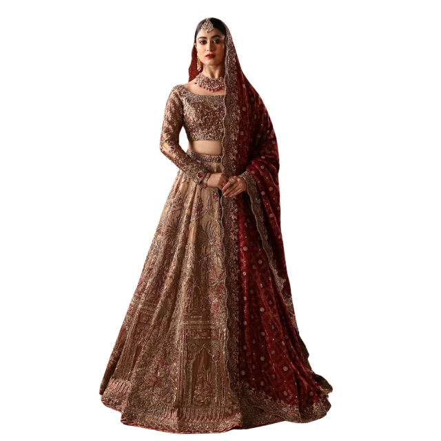 ASIAN WOMEN WEAR BRIDAL WEDDING EVENT TRADITIONAL LUXURIOUS DRESS BARAT AND WALLIMA BRIDE MAXI TOP BEAUTIFUL WOMEN DRESS OEM