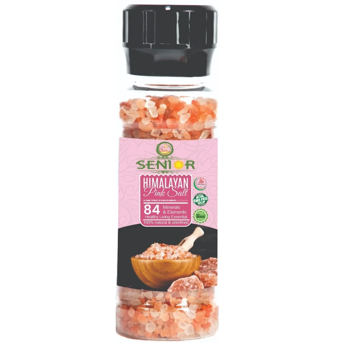 Natural Himalayan Pink Coarse Salt Grinder, Senior Brand