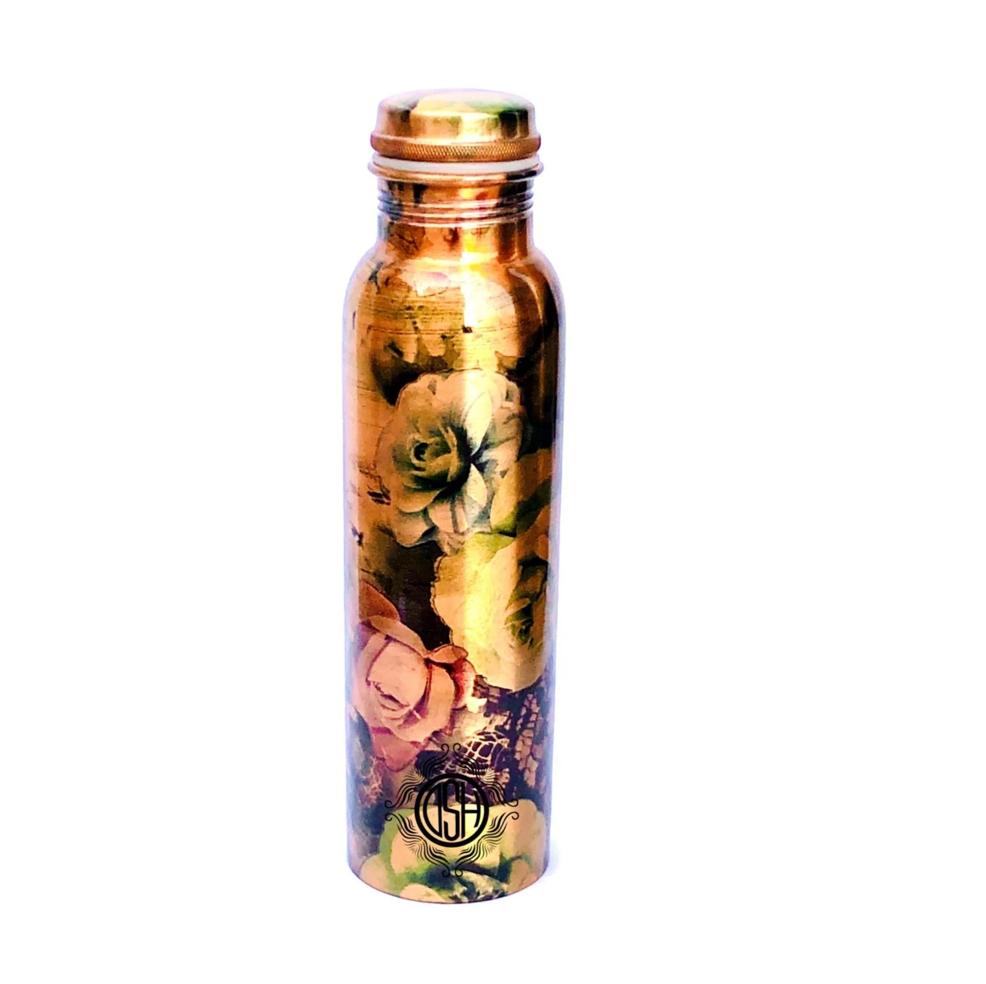 Customized Metal Water Bottle Modern Copper Ayurvedic Design Premium Sports Yoga Fitness Wedding Gift Lid Premium Drinkware