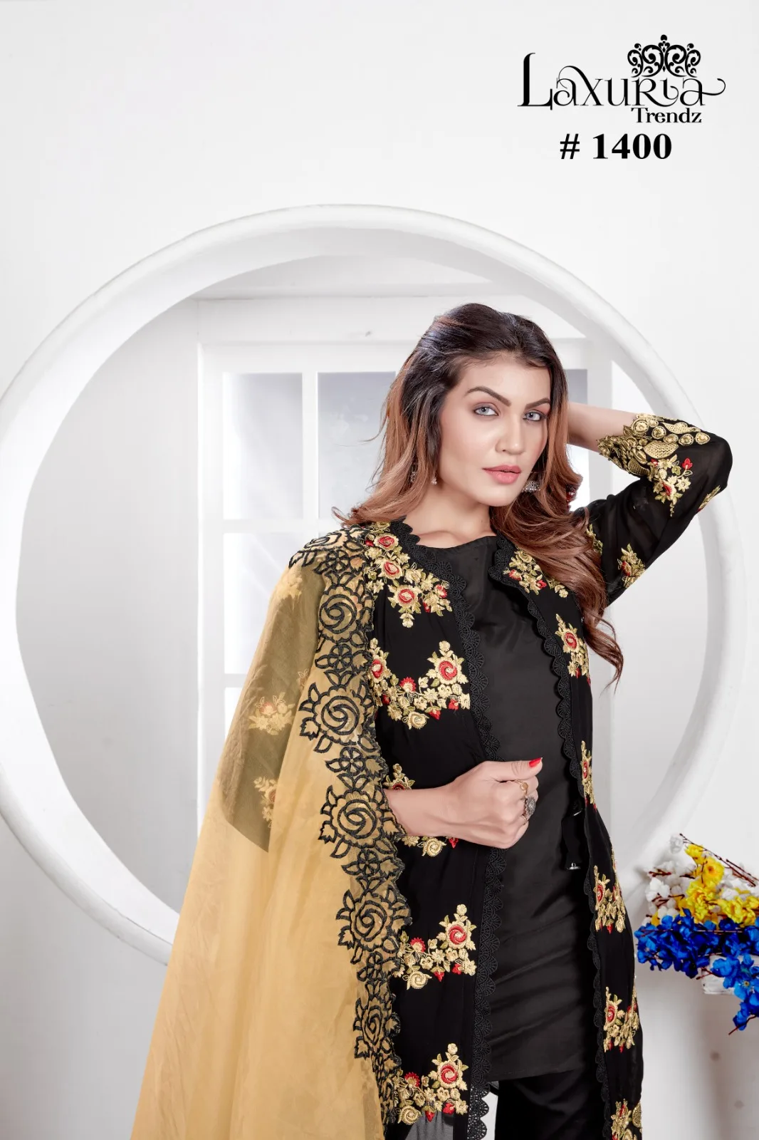 Modern Designer Indian Clothes-New Arrival Hand Work Kurti Pant Dupatta Georgette Embroidery Work Salwar Traditional Pakistani