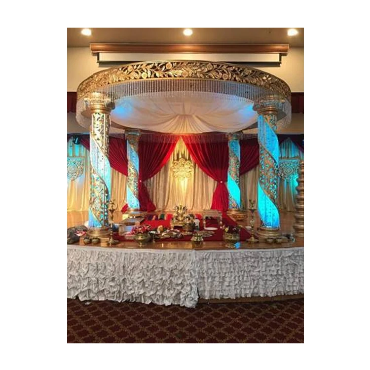Top Quality Elegant Design Wedding Decorations Supplies Fiber Material Indian Wedding Crystal Mandap Set from India