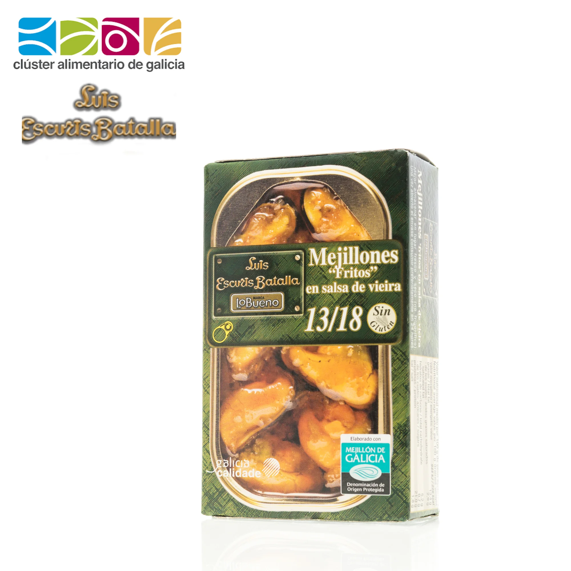Mussels Fried in Pickled Sauce 13/18 pieces | Canned Seafood High Quality MSC | Product from Spain | Conservas Luis Escuris