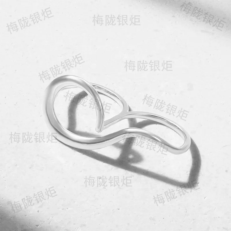 LOZRUNVE 925 Sterling Silver Minimalist Gold Double Band Exquisite Twist Curved Finger Ring Women