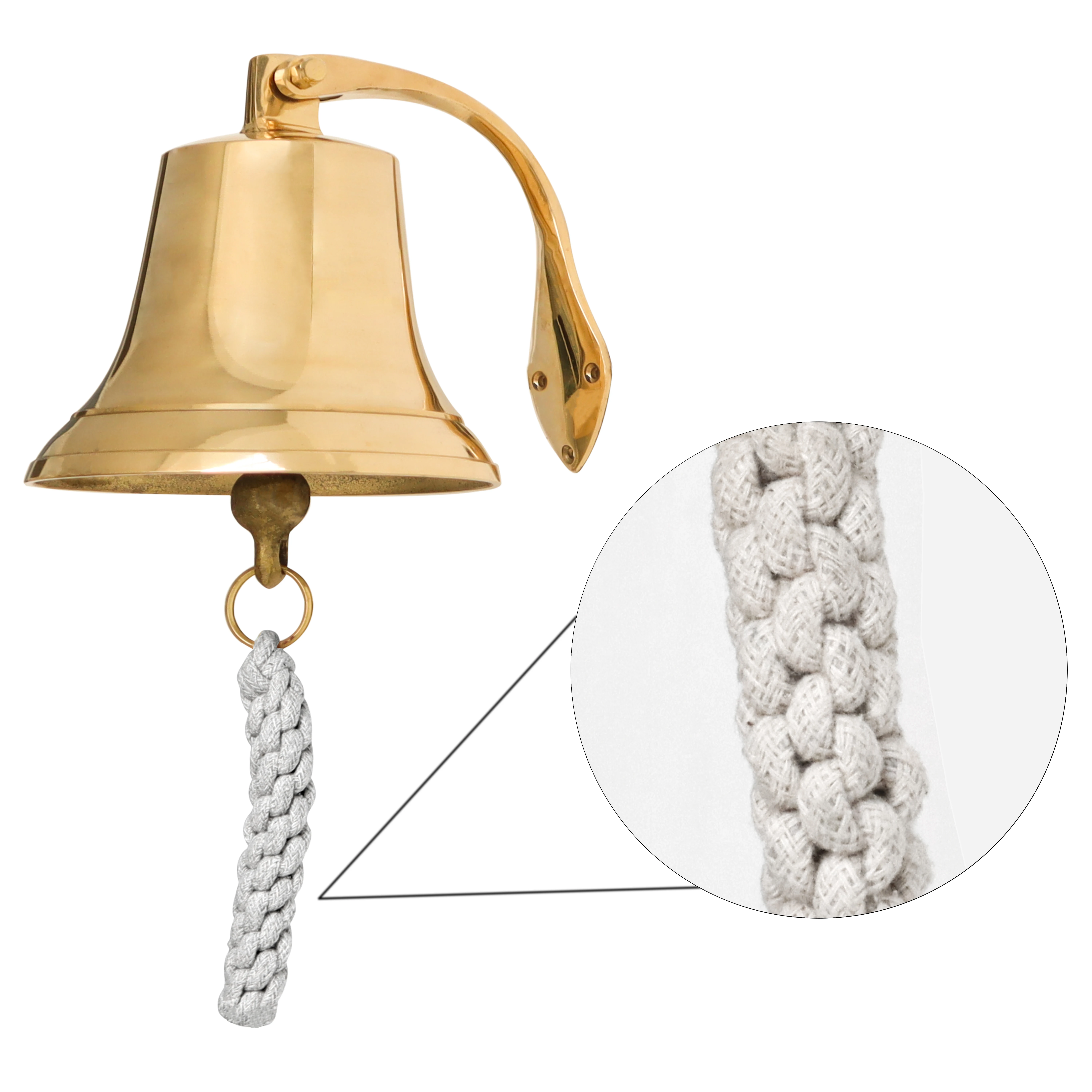 Nautical Solid Brass Ship Bell Wall Mounted Hanging Shinny Brass Door Bell for Home Kitchen for Gifting Metal Crafts