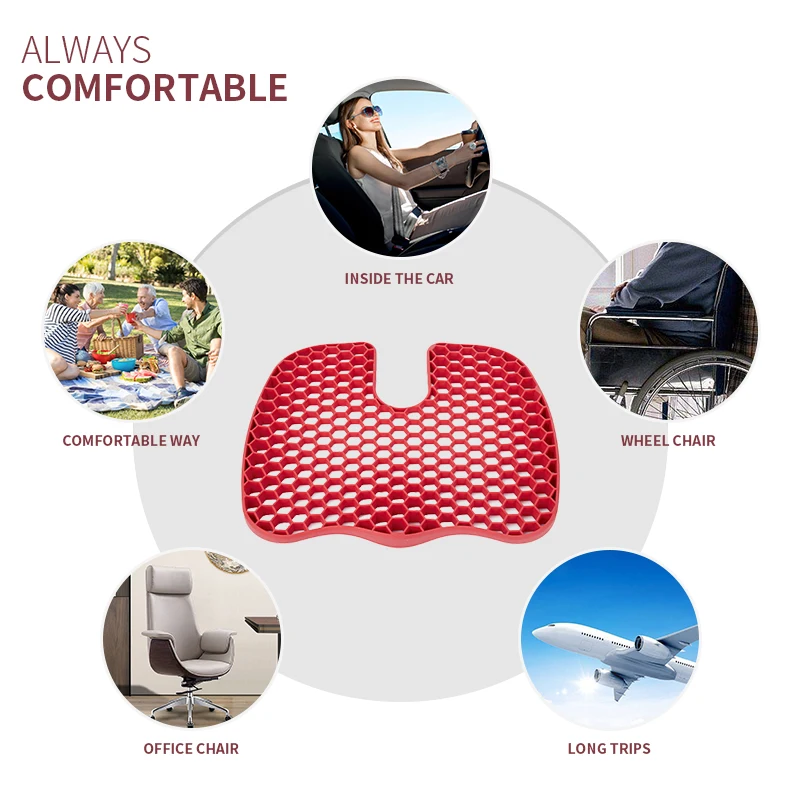Wholesale comfort soft Square honeycomb gel seat cushion silicone sitter for office chair car seat no deformation