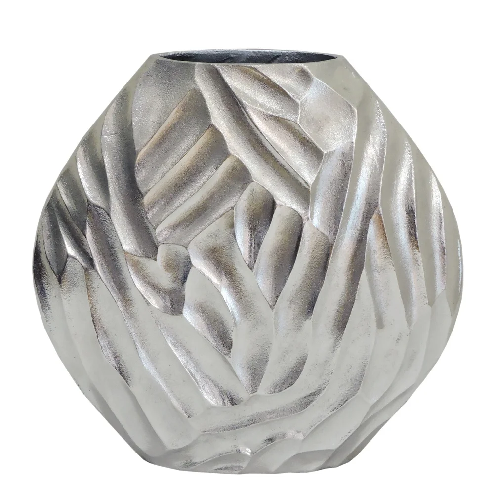 Домашний декор алюминиевая металлическая ваза в никелированной серебряной цветочной вазе для украшения дома и офиса
