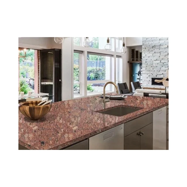 North Indian natural stone slabs with a glittering beige surface - Copper Silk Granite