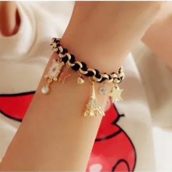 Korean Special Design Leather Bracelet Jewelry Tower Star Jewelry Christmas Gifts For Women