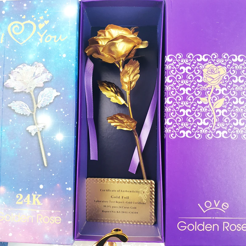 Everyone Love 24k Gold Foil Rose Flower Wedding Creative Gift 24k Golden Rose For Women