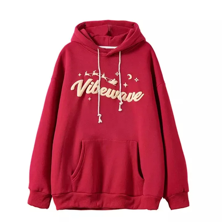 OEM Fashion Sweatshirt Street Style Puff Printing Lucky Hooded Hip Hop Sweatshirts Pullover Hoodie for Womens Mens