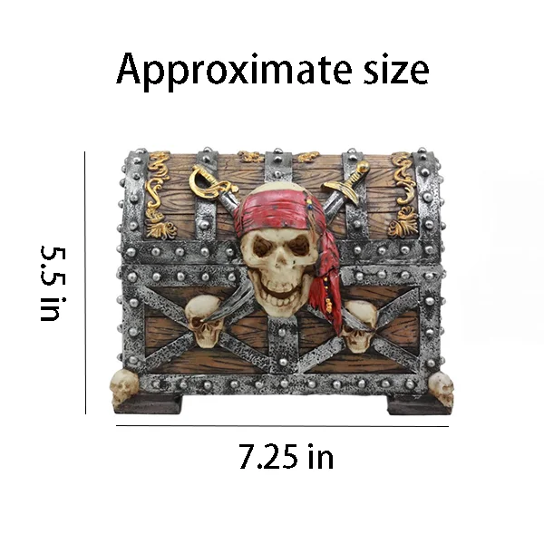 Custom Skull and Swords Pirate Treasure Chest Trinket Box Pirate Marauder Skull Jewelry Box Resin Skull Storage Box