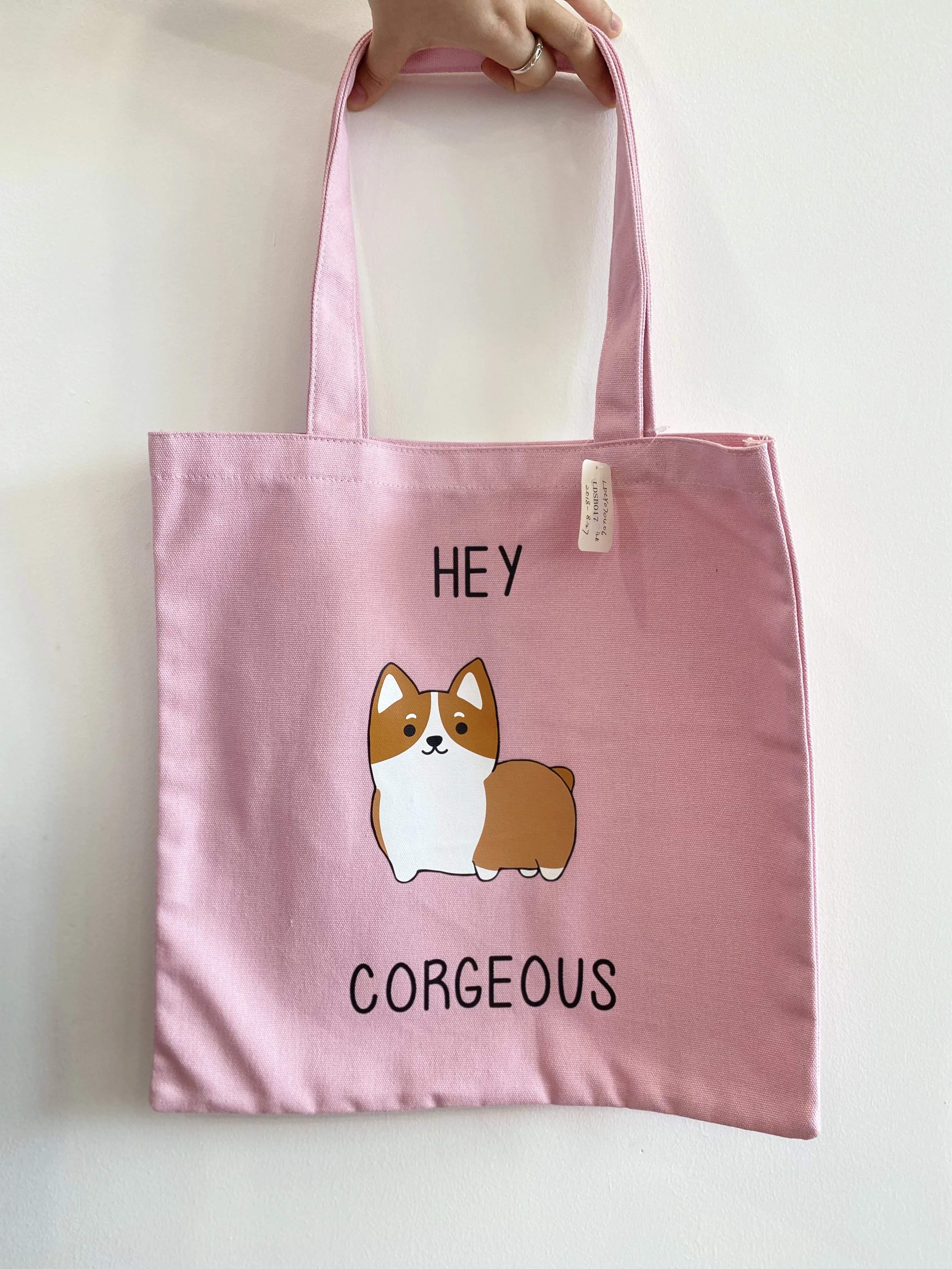 Wholesale Portable Waterproof Polyester Grocery Bag Reusable Foldable Shopping Tote Bag with Custom Printed Logo Pink CARTOON